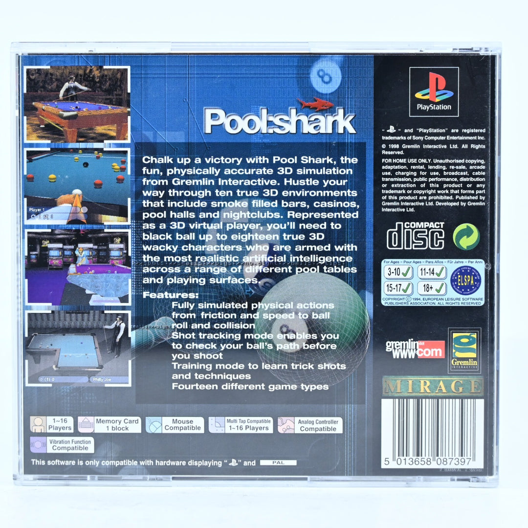Pool Shark - Sony Playstation 1 / PS1 Game + Manual - PAL - MINT DISC!