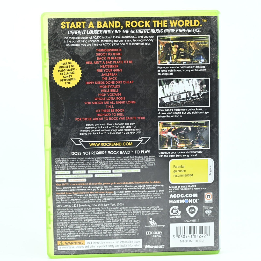 AC/DC Live: Rockband / Rock Band - Xbox 360 Game - PAL - MINT DISC!