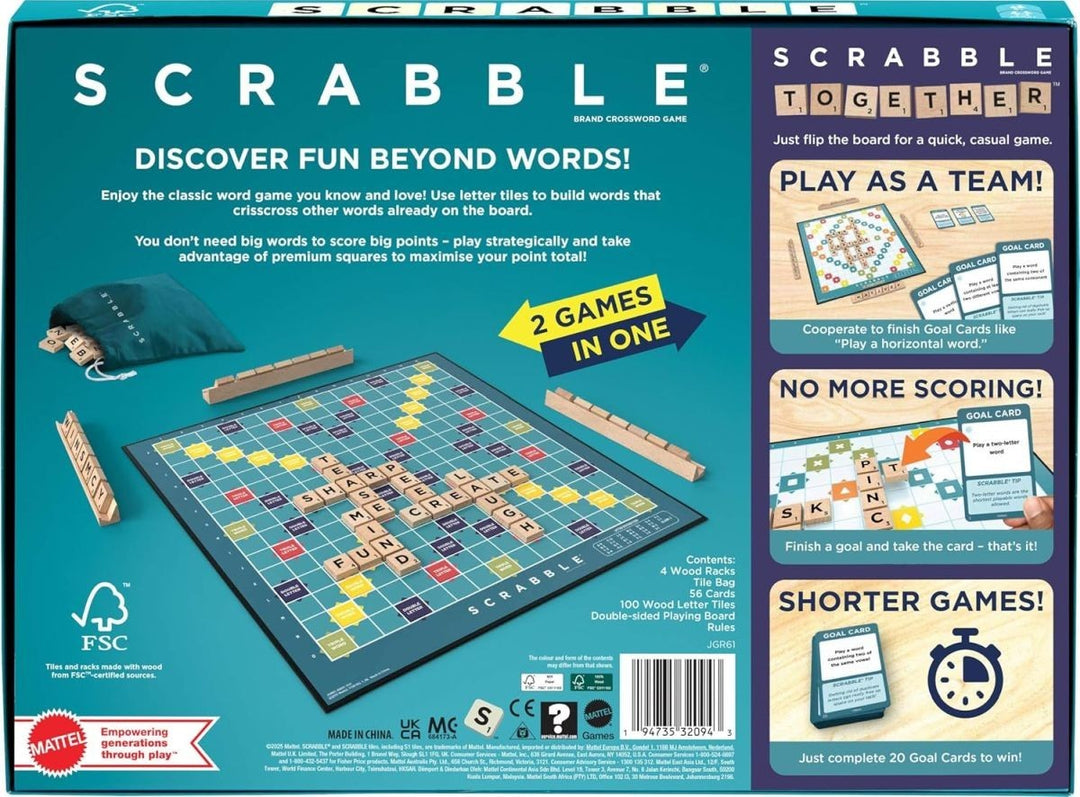Scrabble Core Wood - ENGLISH - New Version - Board Game - Table Top Game