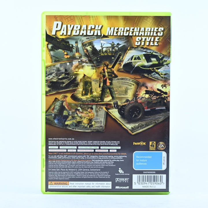 Mercenaries 2: World in Flames - Xbox 360 Game + Manual - PAL - MINT DISC!