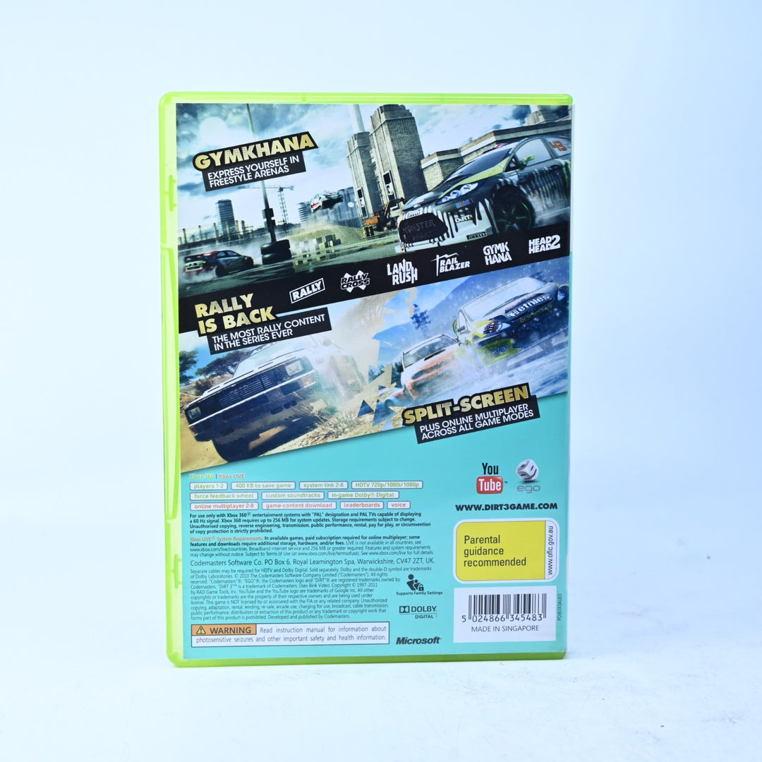 DiRT 3 - Xbox 360 Game + Manual - PAL - MINT DISC!