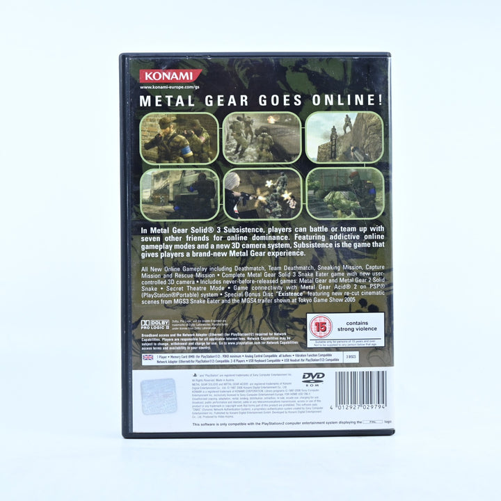 Metal Gear Solid 3: Subsistence - Sony Playstation 2 / PS2 Game + Manual - PAL
