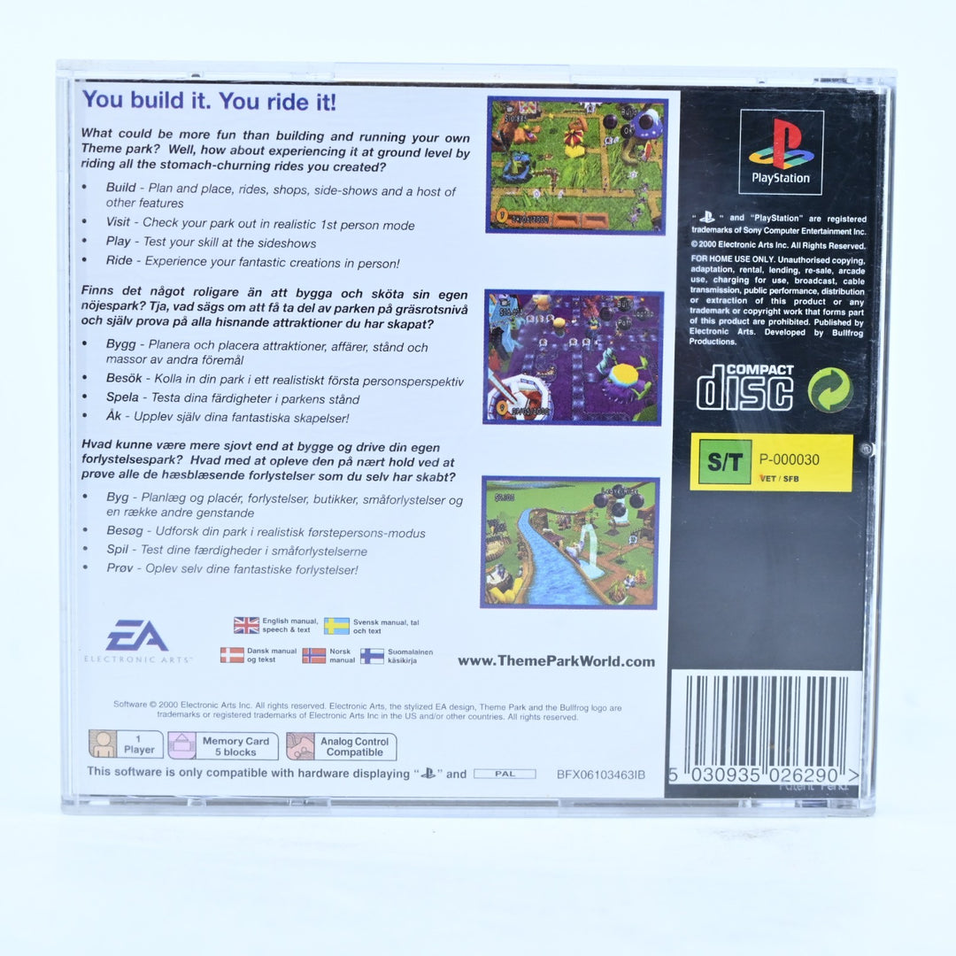 Theme Park World - Sony Playstation 1 / PS1 Game + Manual - PAL - MINT DISC!