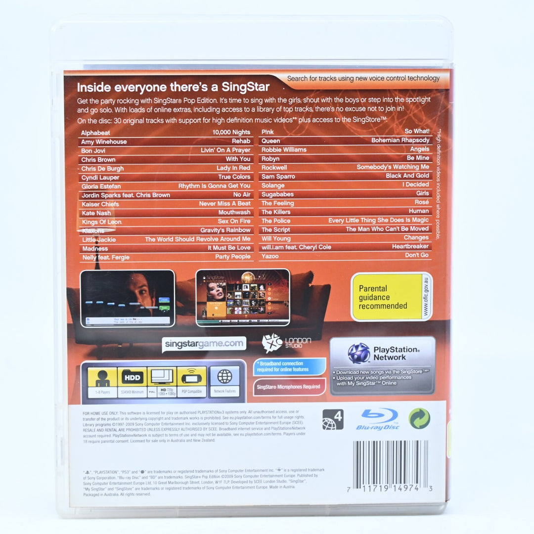 Singstar Pop Edition - Sony Playstation 3 / PS3 Game + Manual - FREE POST!