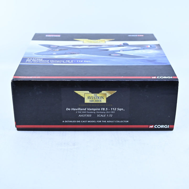 Corgi Aviation 1:72 De Havilland Vampire FB.5 112SQN RAF Fassberg AA37303 Plane