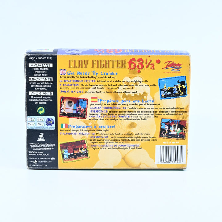 Clay Fighter 63 ⅓ - N64 / Nintendo 64 Boxed Game - PAL - Clay Fighter 63 1/3