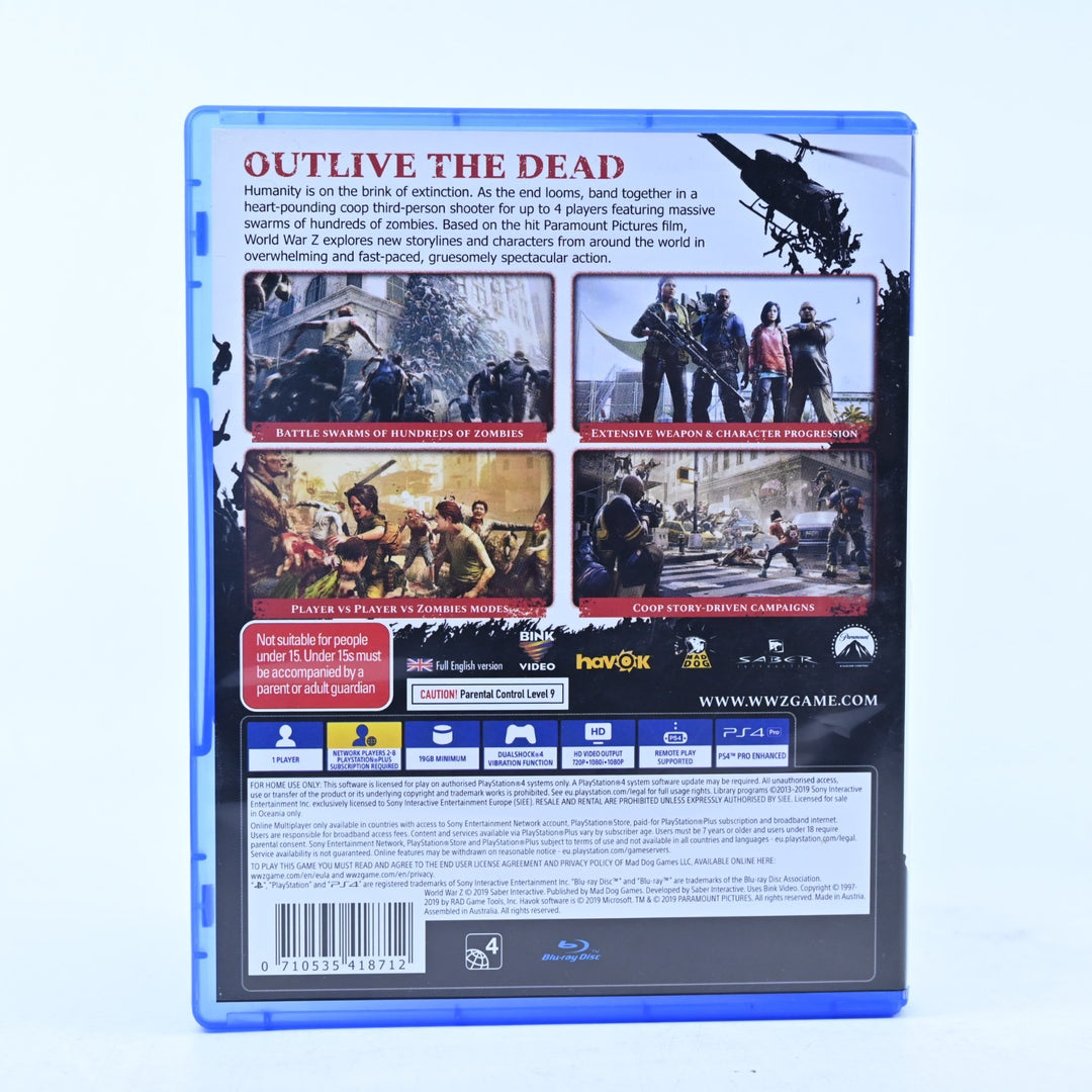 World War Z- Sony Playstation 4 / PS4 Game - MINT DISC!