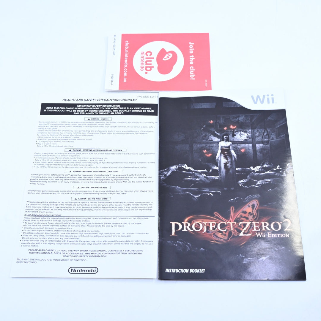 LIKE NEW! Project Zero 2 - Wii Edition - Nintendo Wii Game - PAL - MINT DISC!