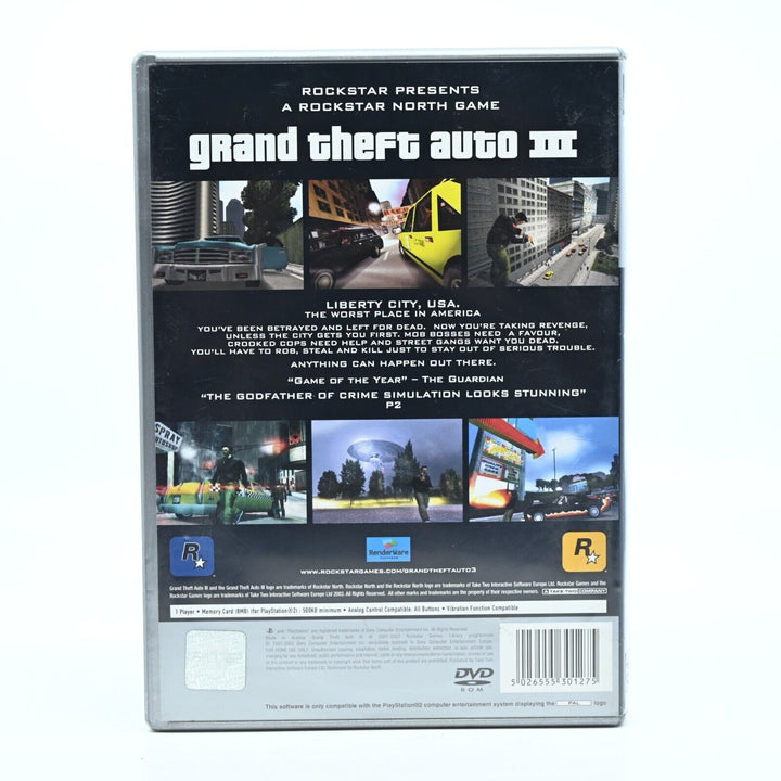 Grand Theft Auto III 3 - No Manual - Sony Playstation 2 / PS2 Game - MINT DISC!