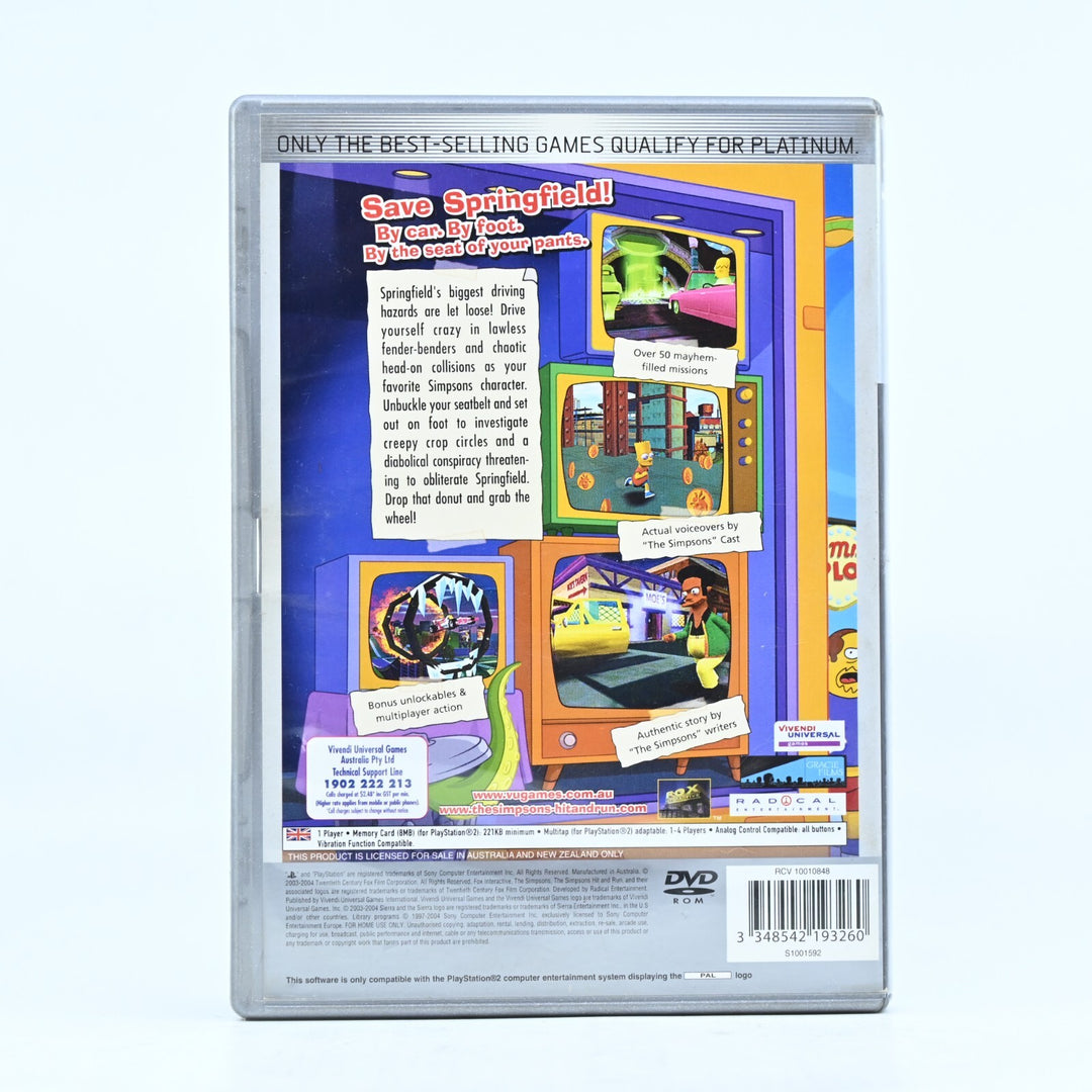 The Simpsons Hit & Run - Sony Playstation 2 / PS2 Game + Manual - PAL