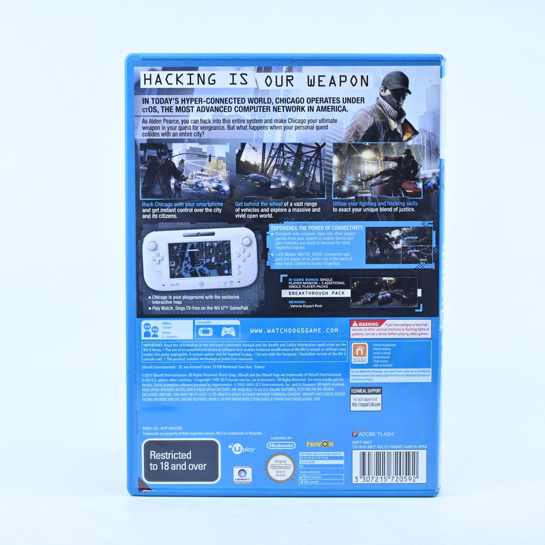 Watch Dogs - Nintendo Wii U Game - PAL - FREE POST!