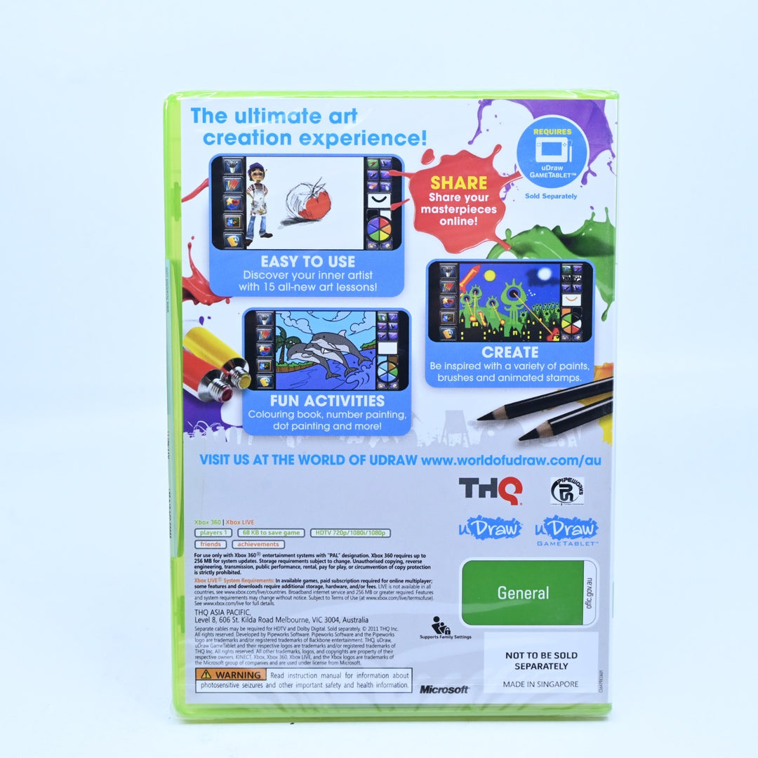 SEALED! uDraw Studio: Instant Artist - Xbox 360 Game + Manual - PAL - MINT DISC!