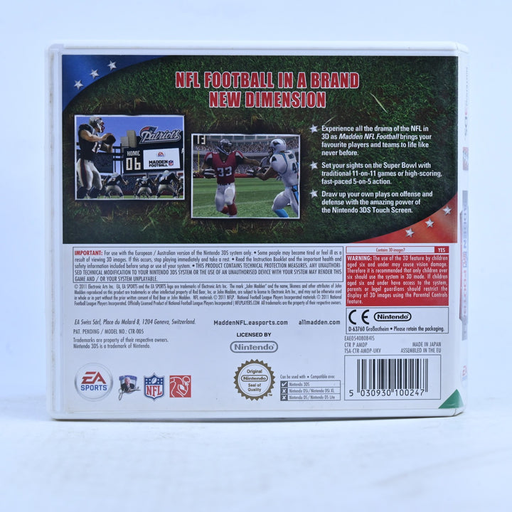 Madden NFL Football - Nintendo 3DS Game - PAL + Manual - FREE POST!