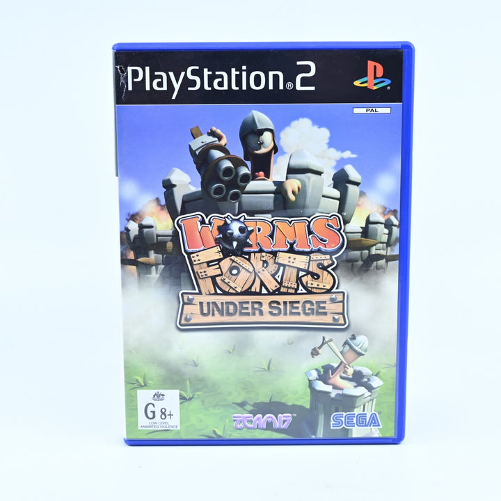 Worms Forts: Under Seige - Sony Playstation 2 / PS2 Game + Manual - PAL