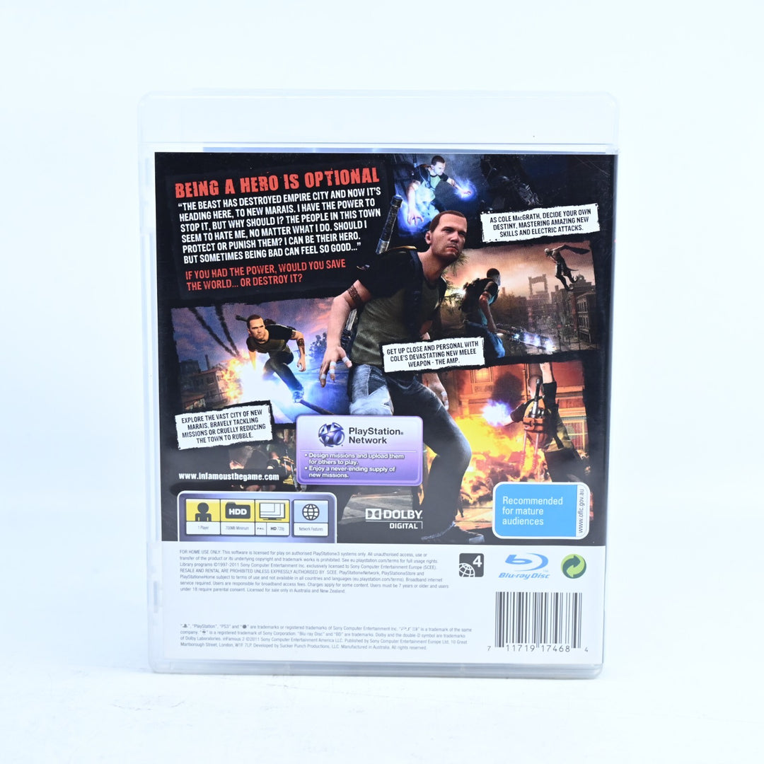 Infamous 2 - Sony Playstation 3 / PS3 Game + Manual - FREE POST!