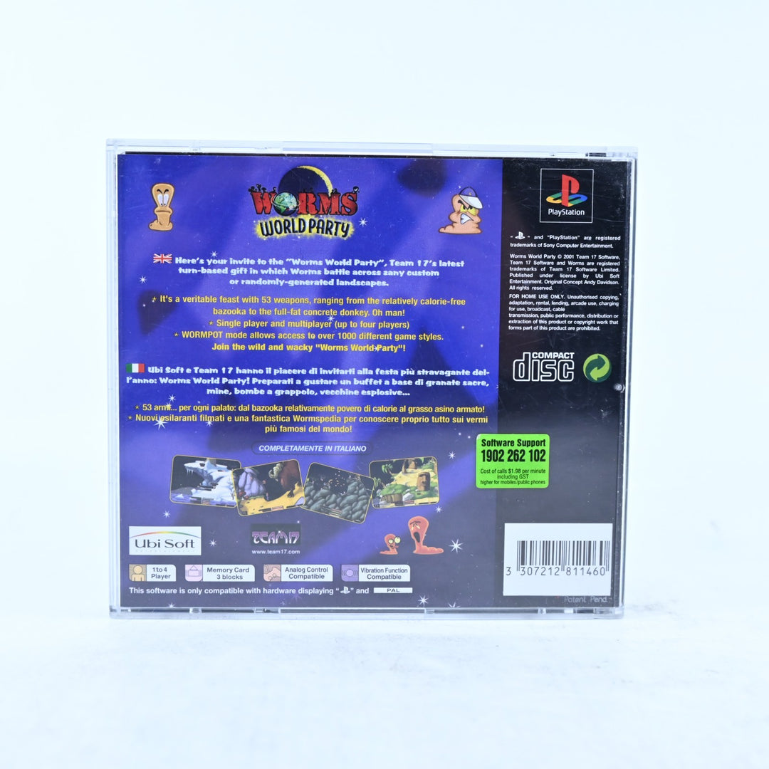 Worms World Party - Sony Playstation 1 / PS1 Game + Manual - PAL - MINT DISC!