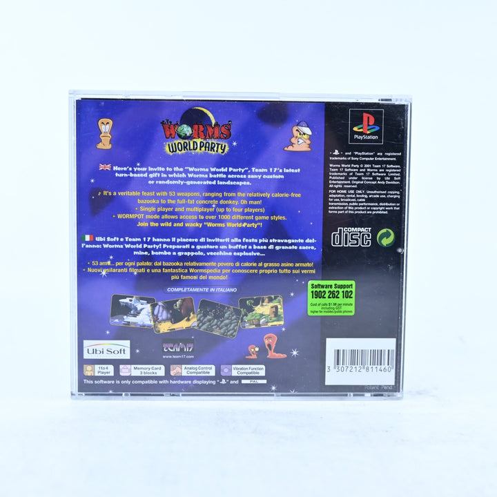 Worms World Party - Sony Playstation 1 / PS1 Game + Manual - PAL - MINT DISC!