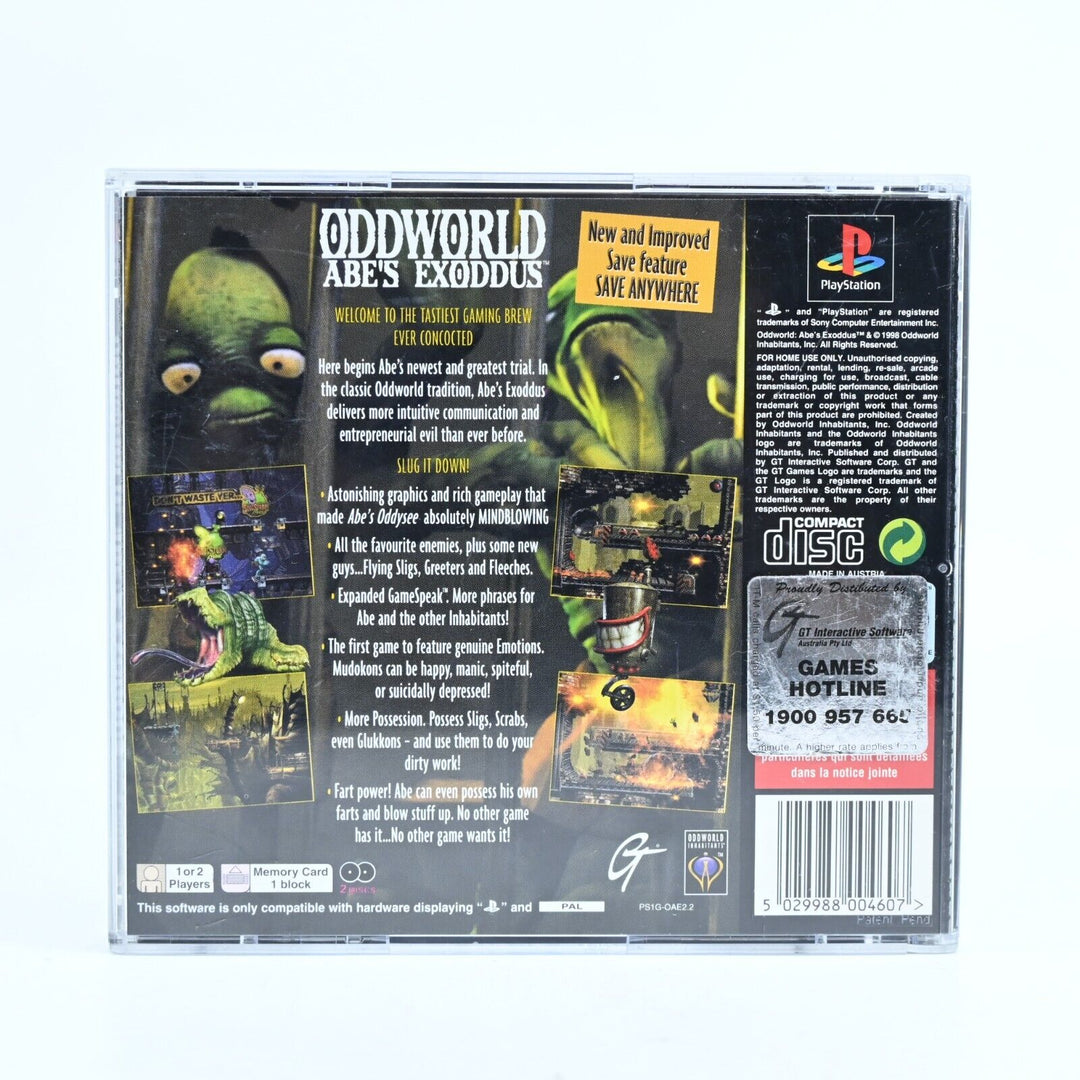 Oddworld: Abe's Exoddus - Sony Playstation 1 / PS1 Game + Manual - MINT DISCS!