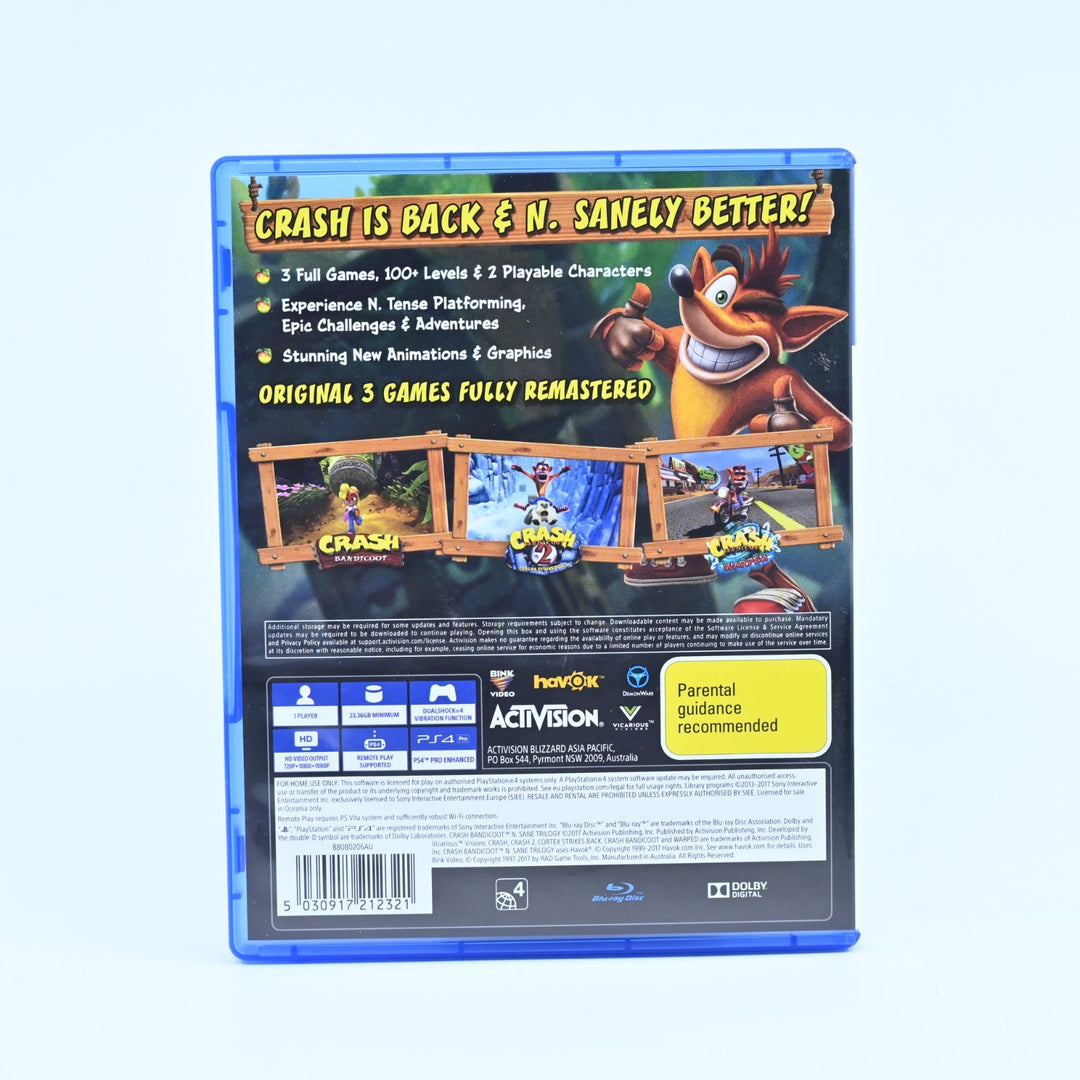 Crash Bandicoot: N Sane Trilogy - Sony Playstation 4 / PS4 Game - MINT DISC!