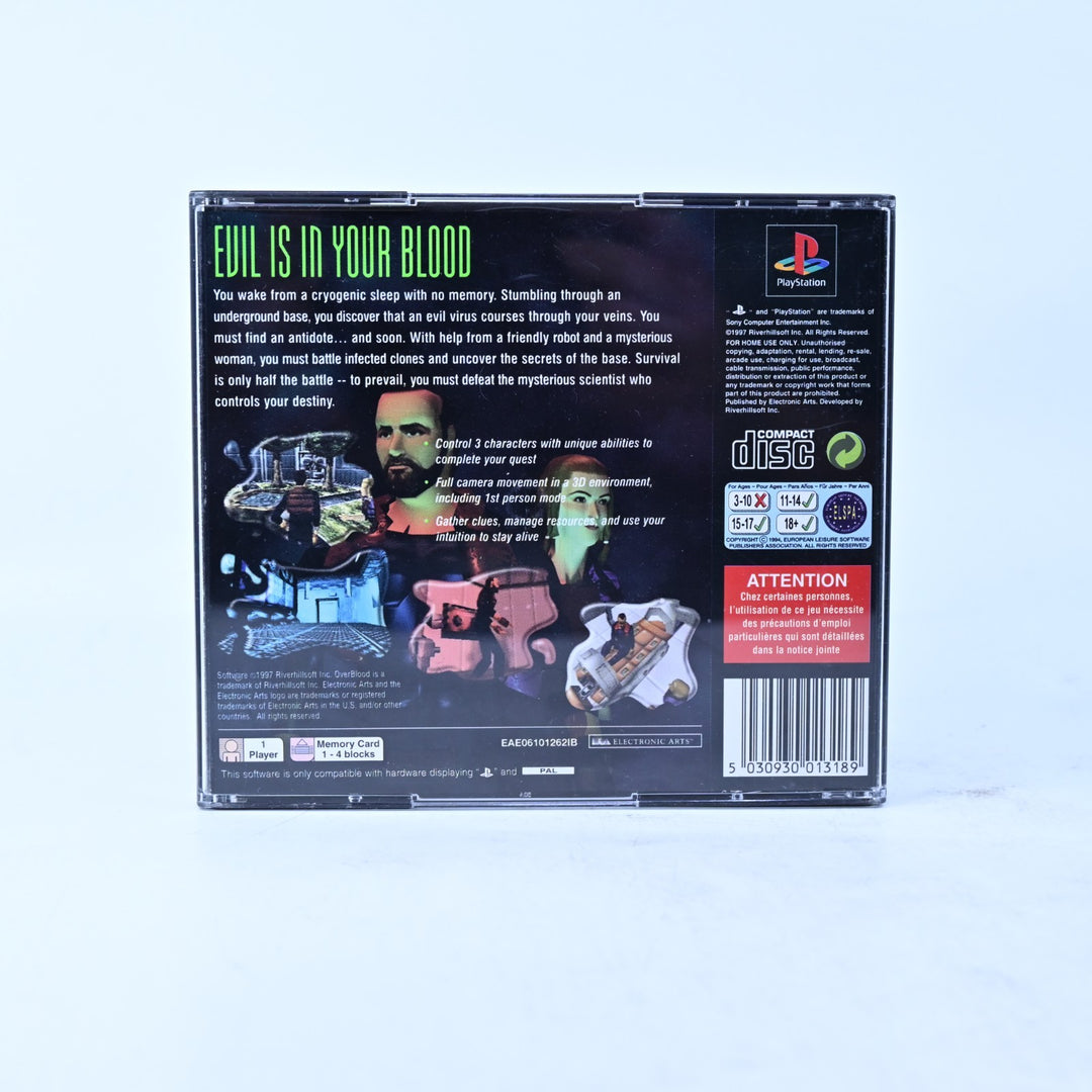 Overblood - Sony Playstation 1 / PS1 Game + Manual - PAL - MINT DISC!