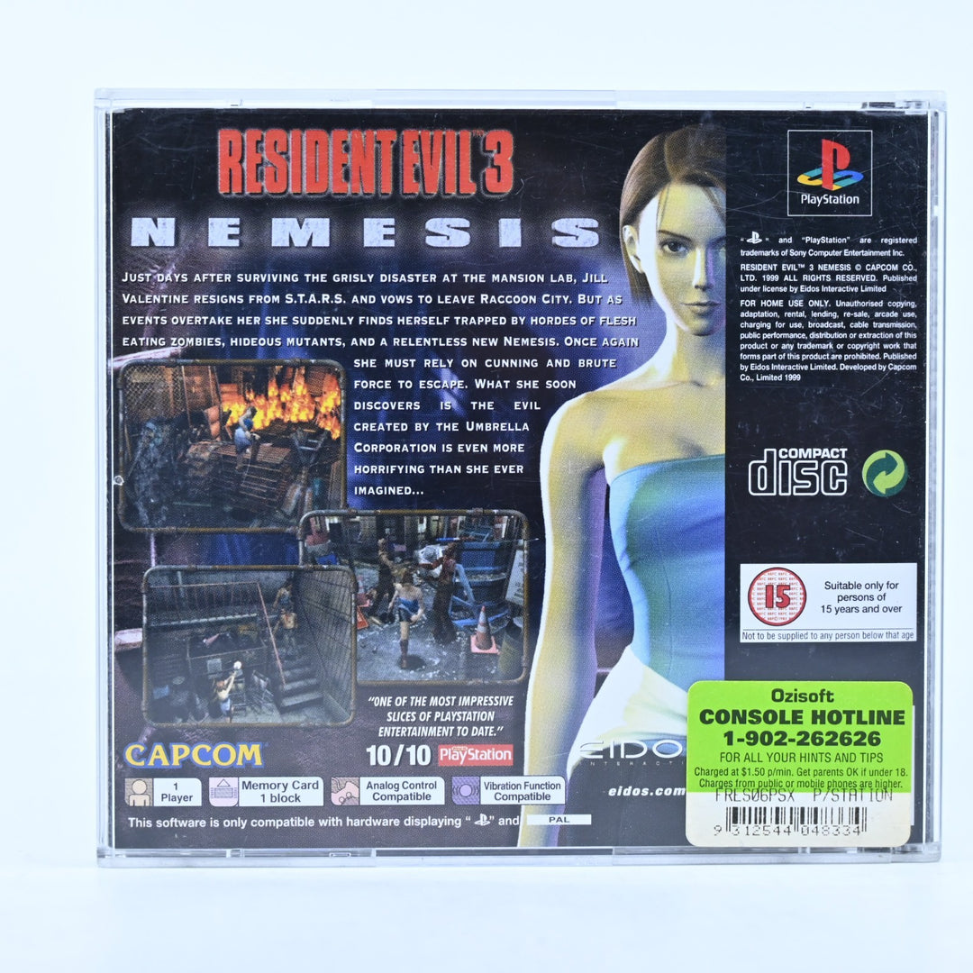 Resident Evil 3 Nemesis - Sony Playstation 1 / PS1 Game + Manual - PAL