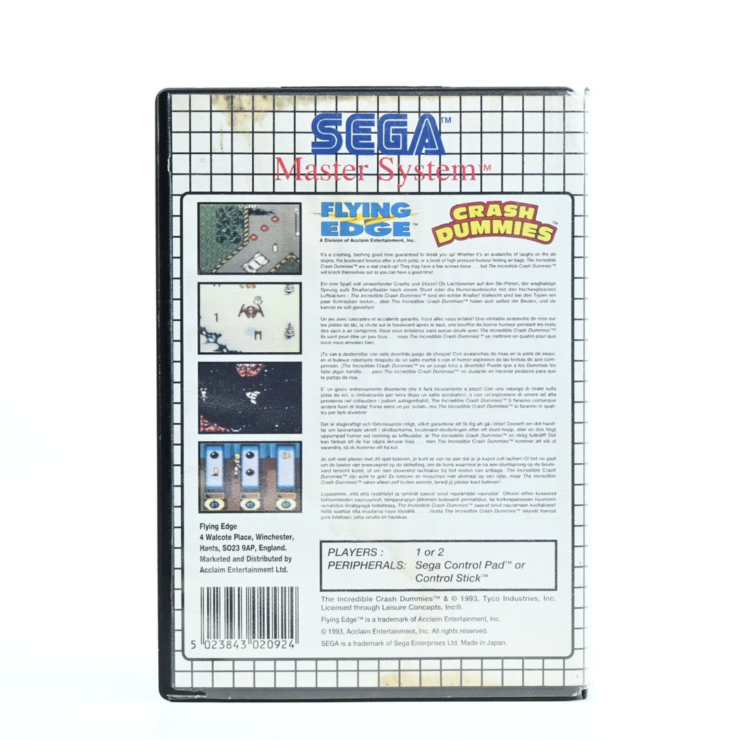 Crash Dummies - No Manual - Sega Master System Game - PAL - FREE POST!