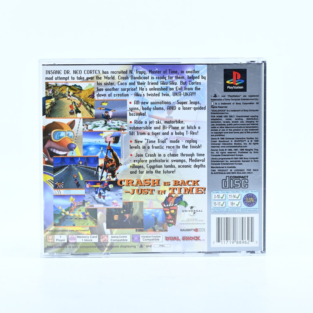 Crash Bandicoot: Warped - Sony Playstation 1 / PS1 Game + Manual - PAL
