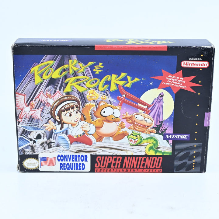 Pocky &amp; Rocky - Super Nintendo / SNES Boxed Game - PAL - FREE POST!