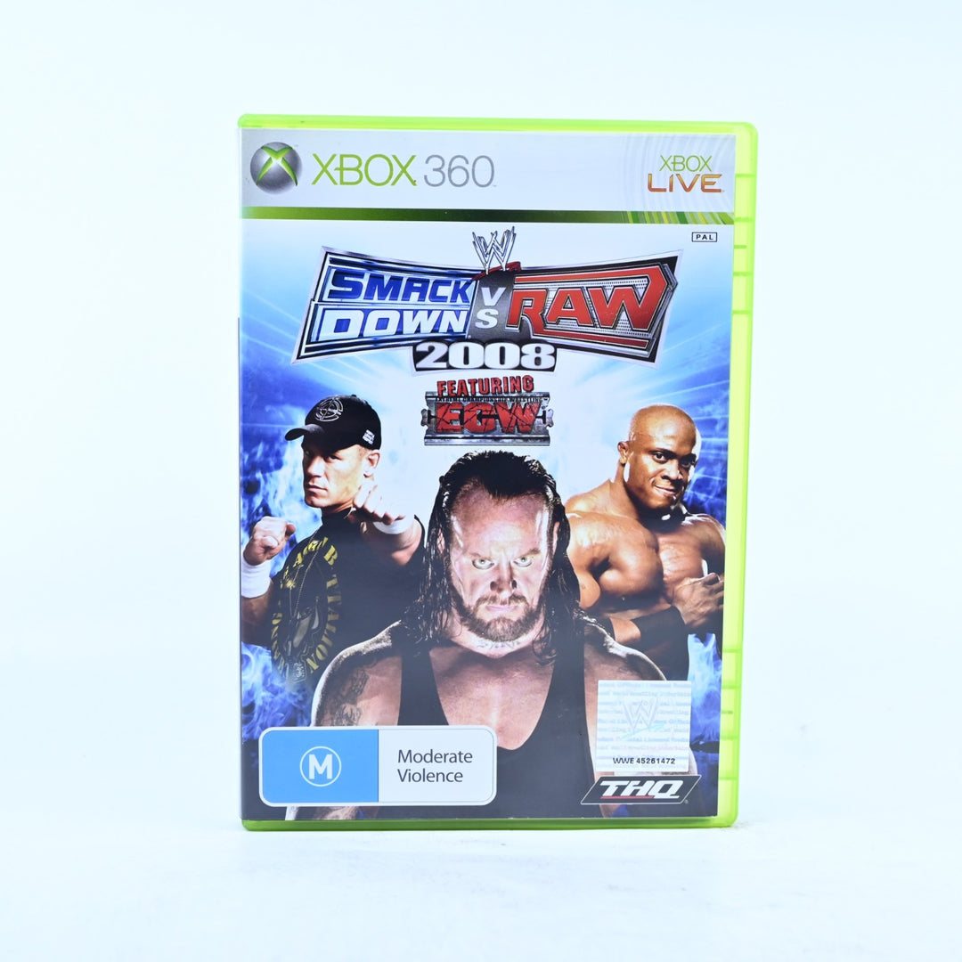 WWE Smackdown Vs Raw 2008 - Xbox 360 Game + Manual - PAL - MINT DISC!