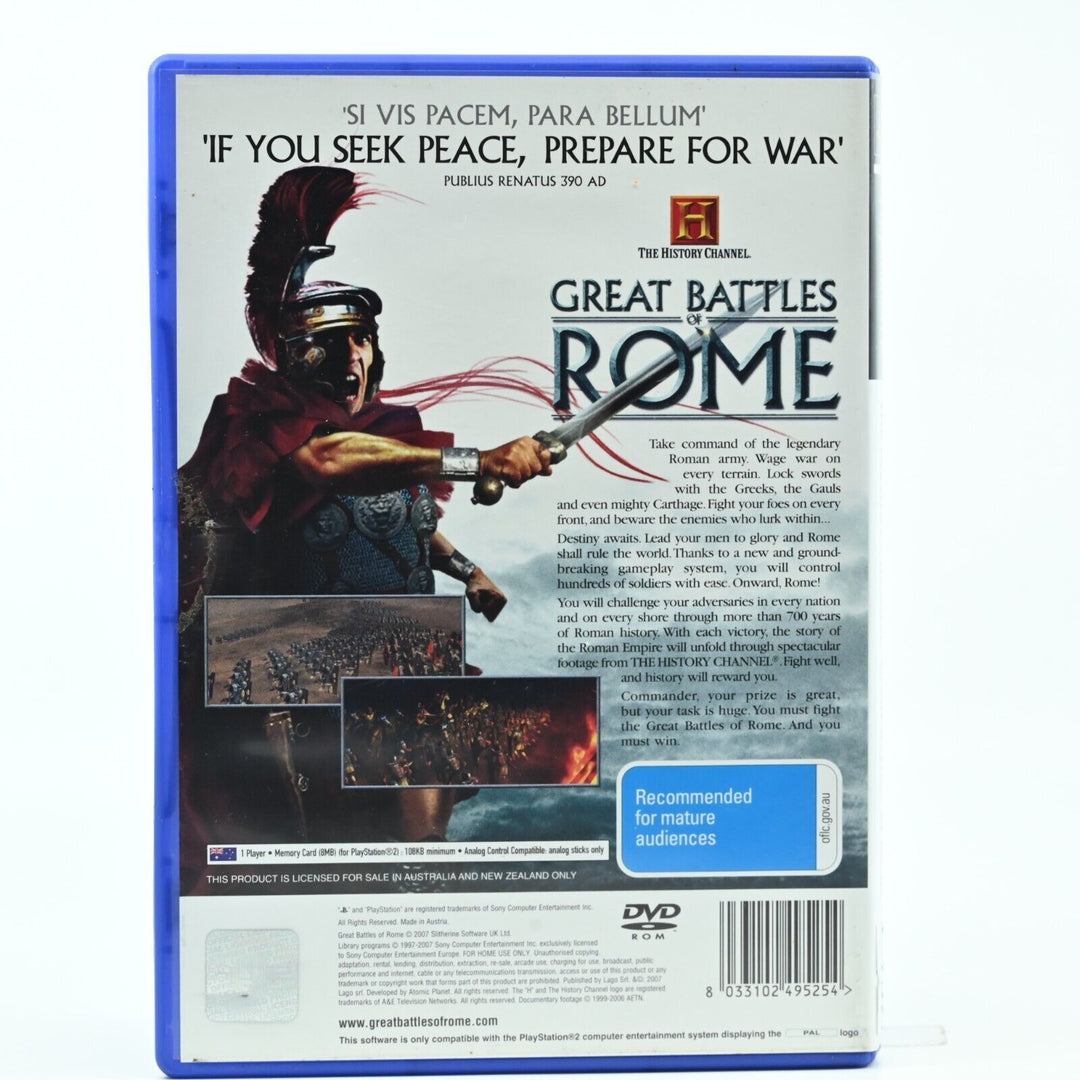 The History Channel: Great Battles of Rome - Sony Playstation 2 / PS2 Game - PAL