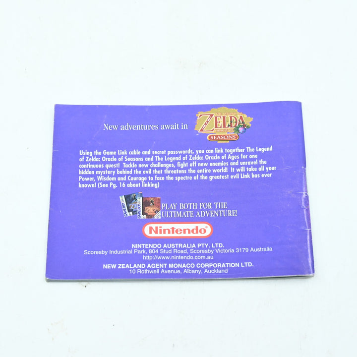 The Legend of Zelda: Oracle of Ages Manual - Gameboy Color Accessory - FREE POST