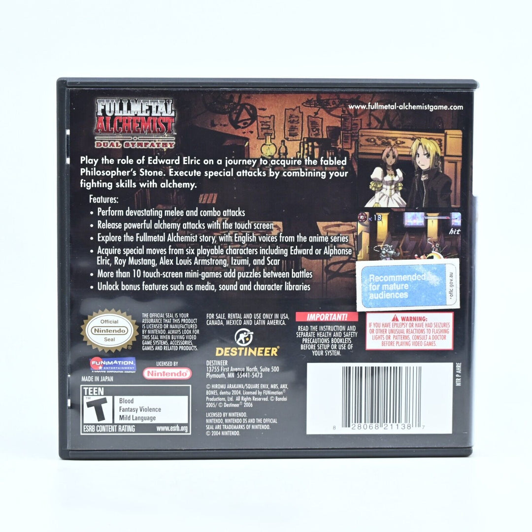 Full Metal Alchemist Dual Sympathy - Nintendo DS Game - PAL + Manual - FREE POST