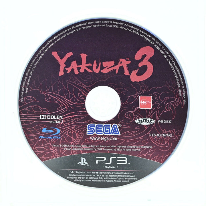 Yakuza 3 - Sony Playstation 3 / PS3 Game - Disc Only - MINT!