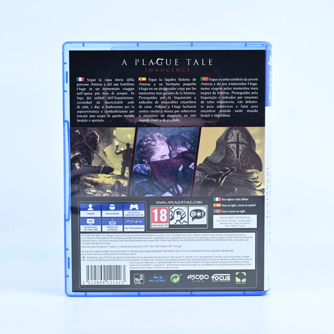 LIKE NEW! A Plague Tale: Innocence - Sony Playstation 4 / PS4 Game - FREE POST!