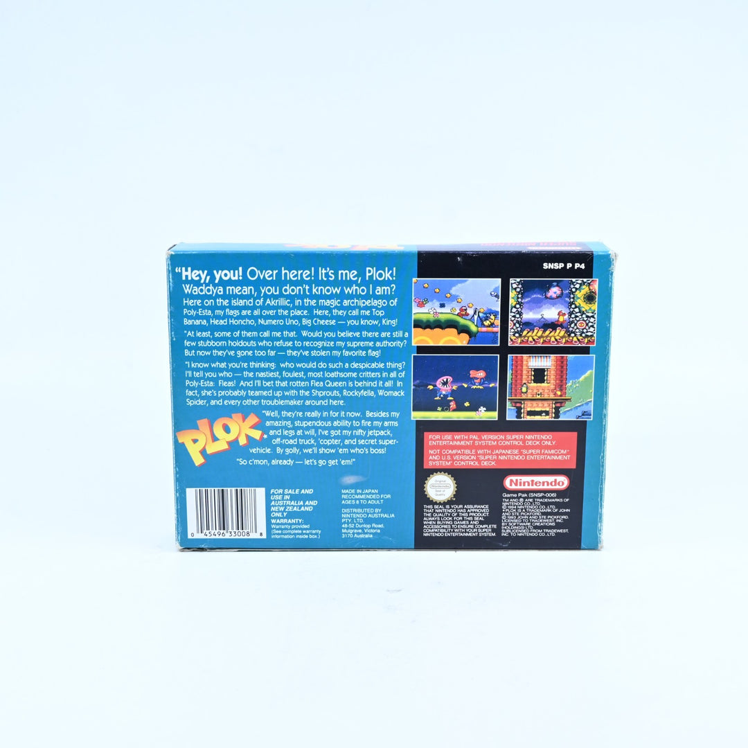 Plok - Super Nintendo / SNES Boxed Game - PAL - FREE POST!