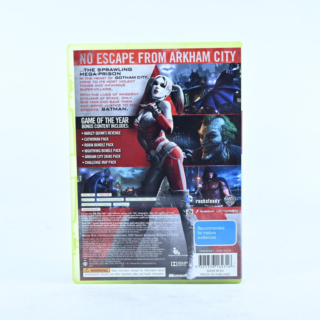 Batman Arkham City - GOTY Edition - Xbox 360 Game + Manual - PAL - MINT DISC!