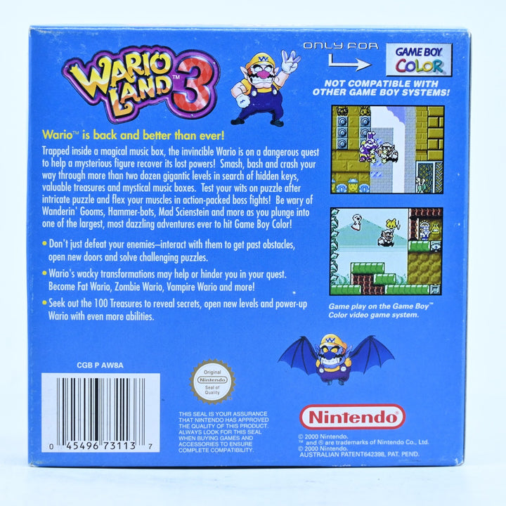 Wario Land 3 - Nintendo Gameboy Color Boxed Game - PAL - FREE POST!