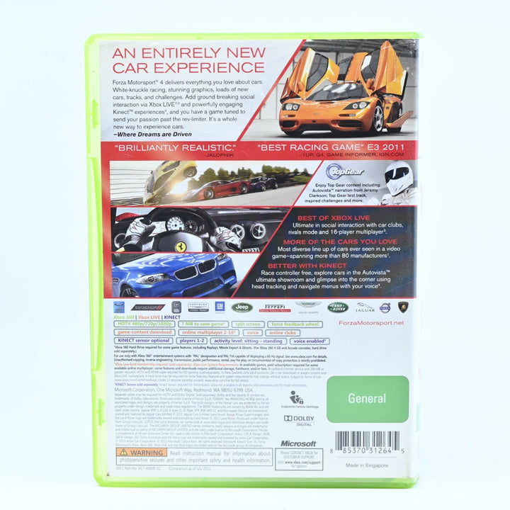 Forza Motorsport 4: Essentials Edition - Xbox 360 Game + Manual - PAL