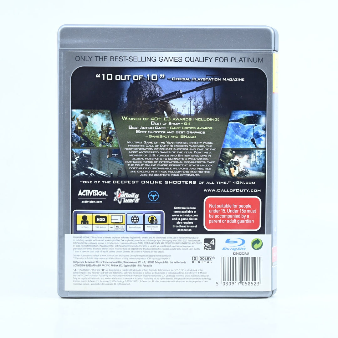Call of Duty 4: Modern Warfare - Sony Playstation 3 / PS3 Game + Manual
