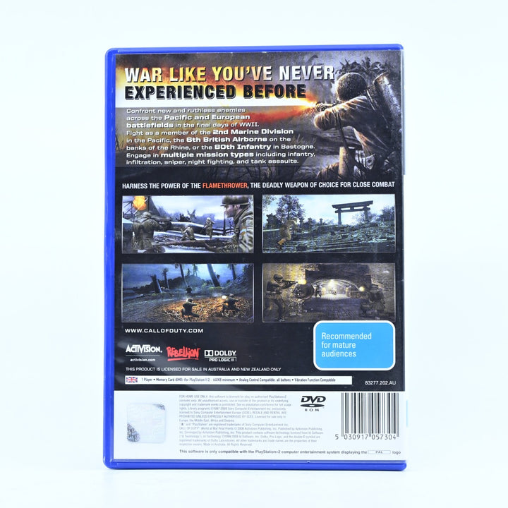 Call of Duty: World at War Final Fronts Sony Playstation 2 PS2 Game + Manual