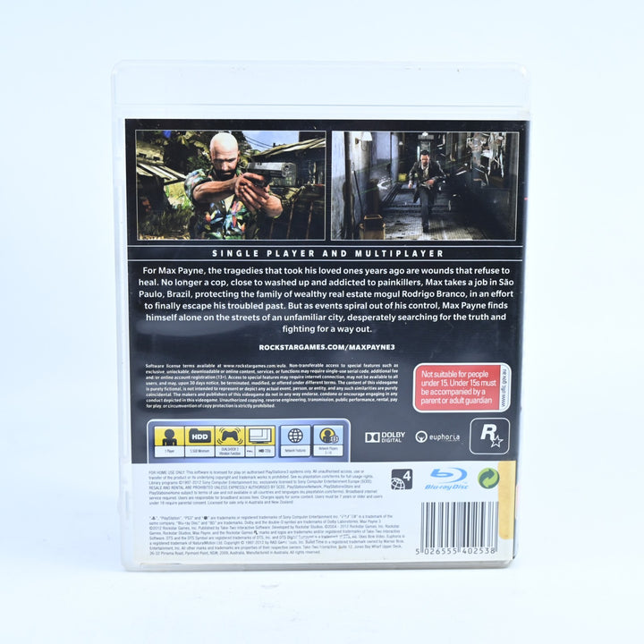 Max Payne 3 - Sony Playstation 3 / PS3 Game + Manual - FREE POST!