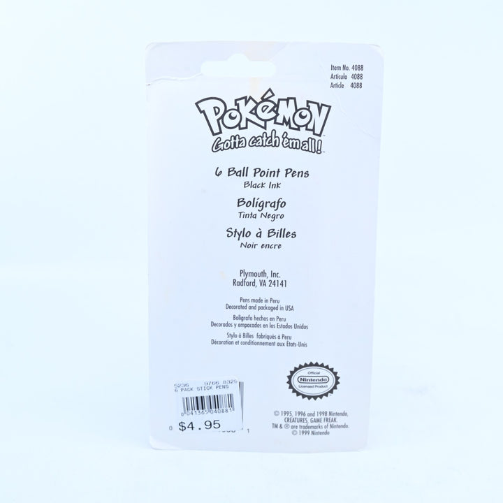 SEALED! Vintage Pokemon Ball Point Pens 6 Pack Black Ink - Anime Toy Collectable