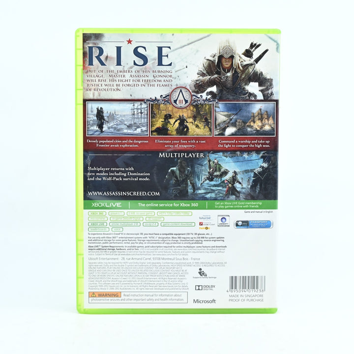 Assassin's Creed III 3 - Xbox 360 Game + Manual - Region Free - MINT DISC!