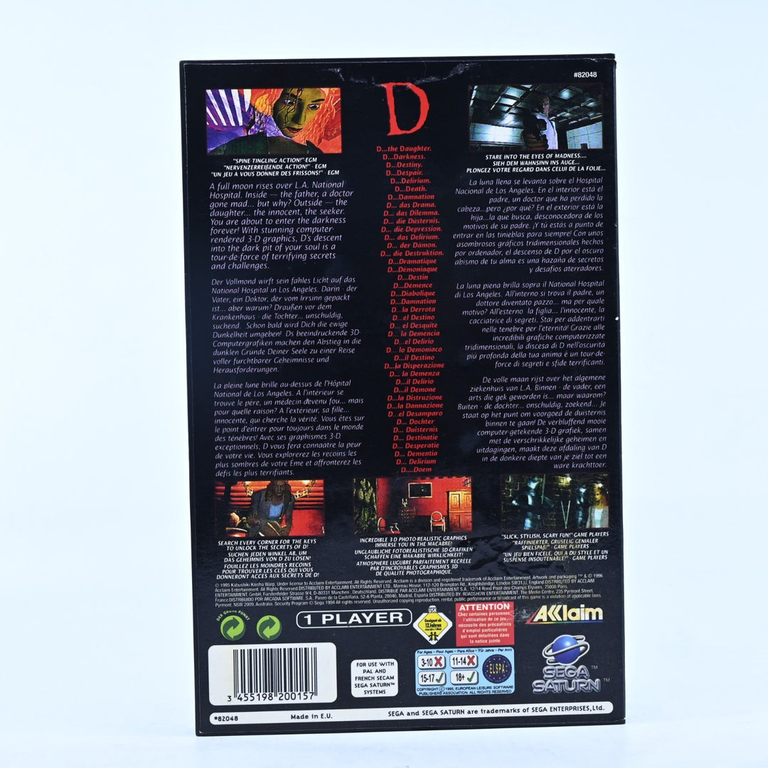 D - Sega Saturn Game + Manual - PAL - MINT DISC!