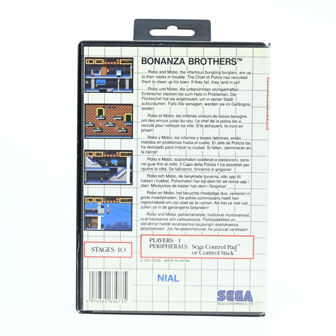 Bonanza Bros - Sega Master System Game + Manual - PAL - FREE POST!