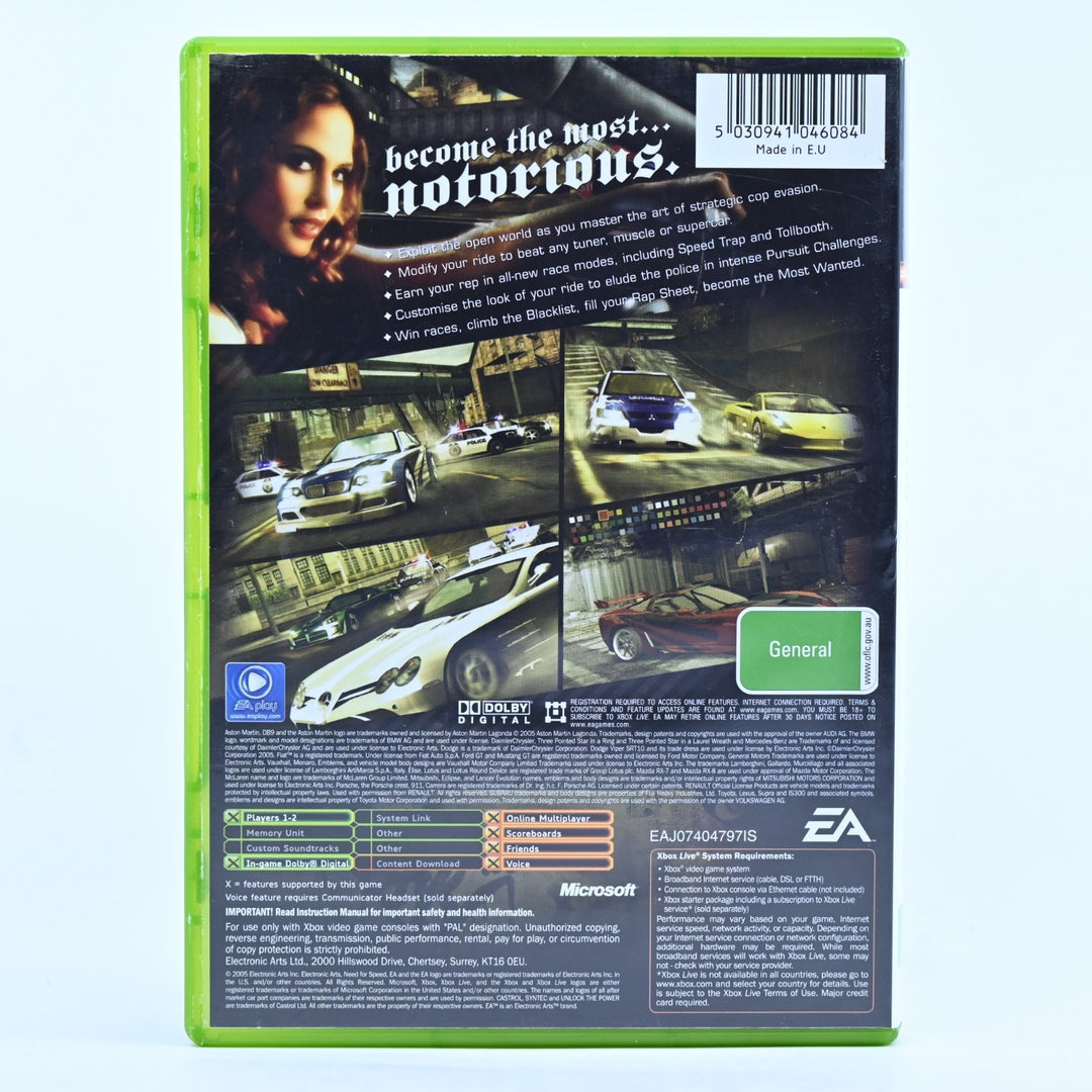 Need for Speed Most Wanted - Original Xbox Game + Manual - PAL - MINT DISC!