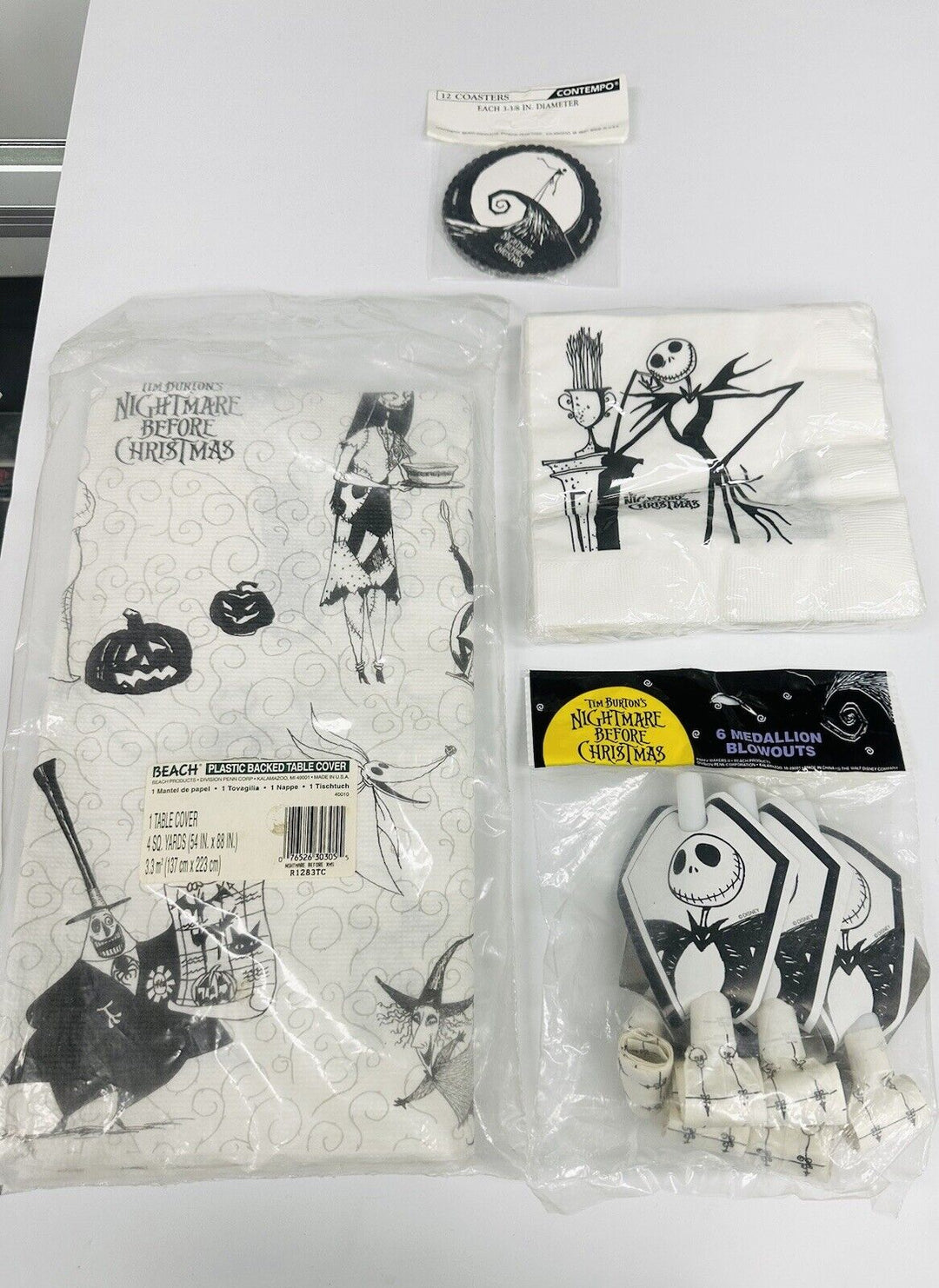 Nightmare Before Christmas Party Items Coasters, Napkins, Blowouts, Cloth Toy