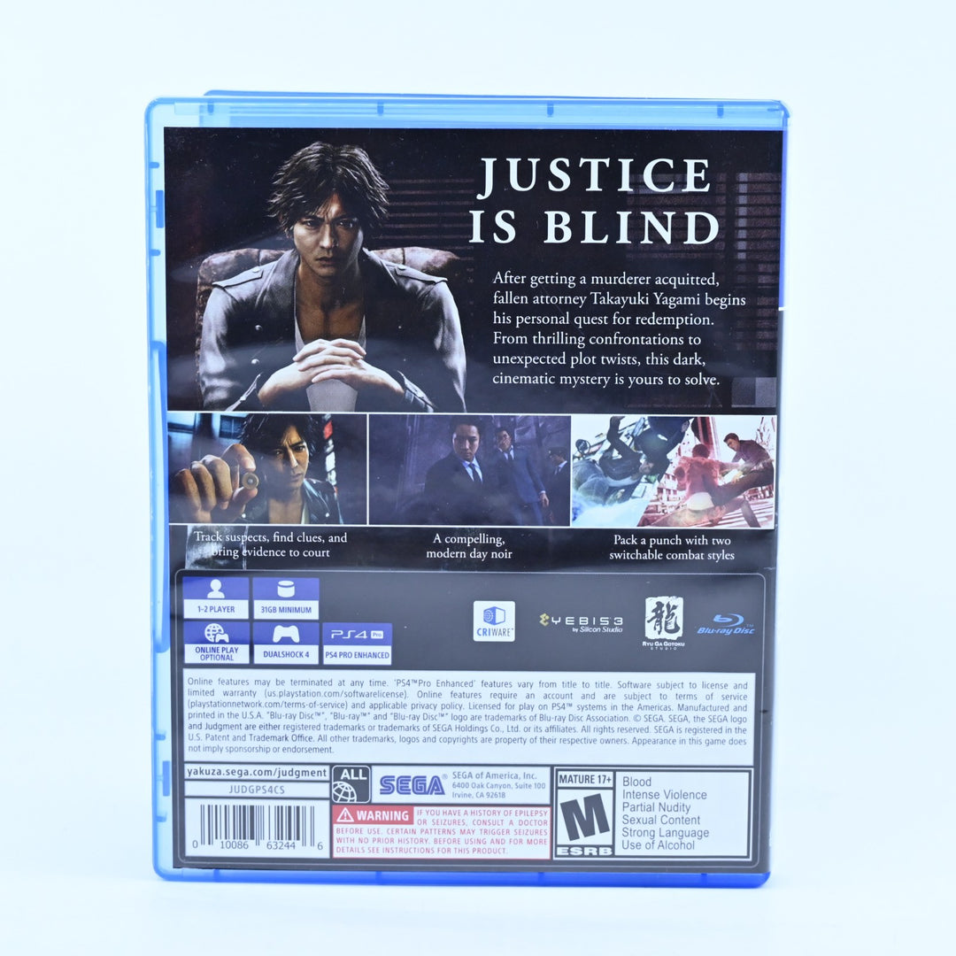 Judgment - Sony Playstation 4 / PS4 Game - REGION FREE - MINT DISC!
