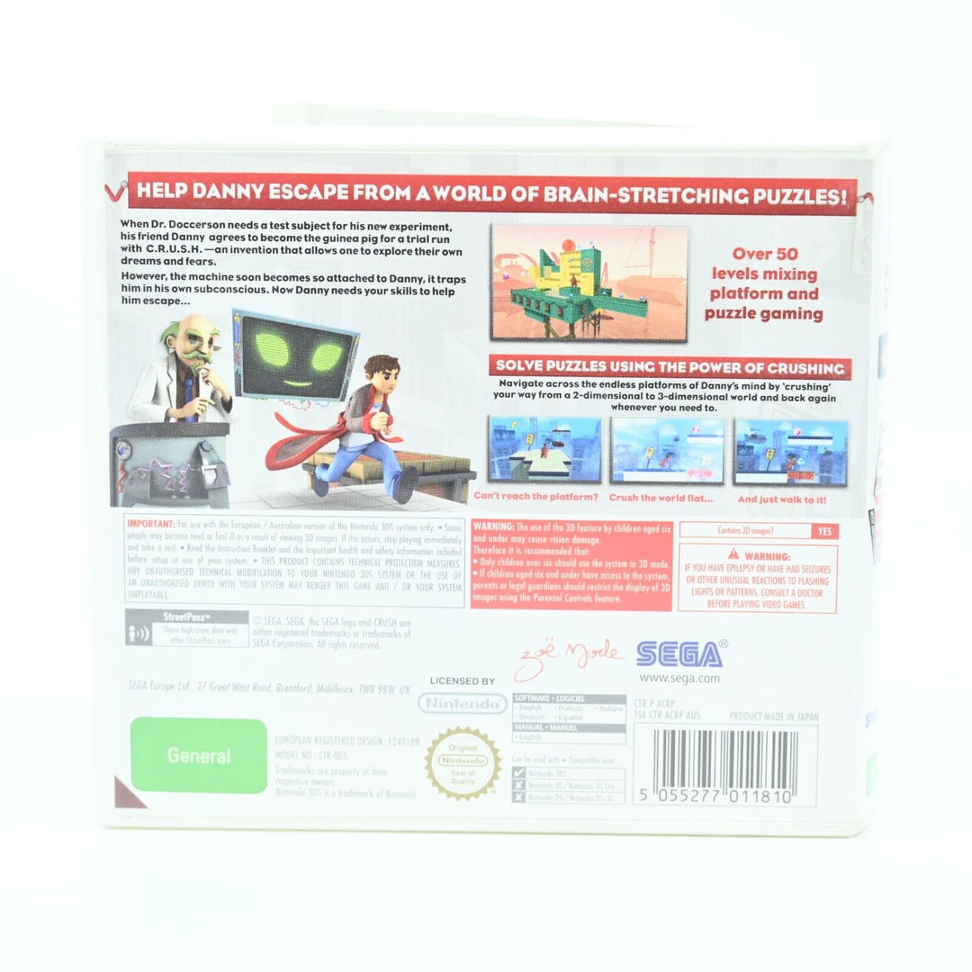 Crush 3D - Nintendo 3DS Game + Manual - PAL - FREE POST!