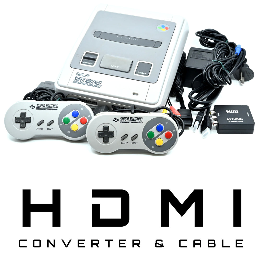 Super Nintendo Console / SNES Console - (1 or 2) GENUINE CONTROLLERS + HDMI!